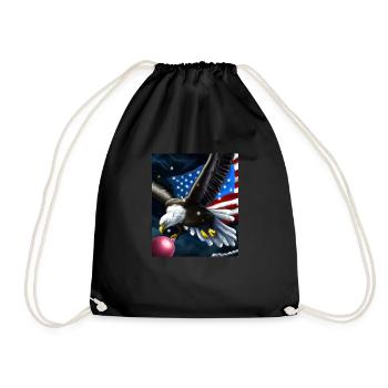 American Christmas White-tailed Eagle with US Flag - Drawstring Bag - black - Front