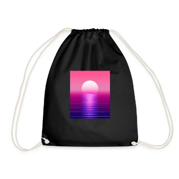 Vaporwave Sun Synthwave Sunset - Drawstring Bag - black - Front