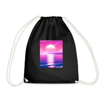 Vaporwave Sun Synthwave Sunset - Drawstring Bag - black - Front