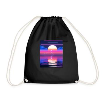 Vaporwave Sun Synthwave Sunset - Drawstring Bag - black - Front