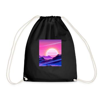 Vaporwave Sun Synthwave Sunset - Drawstring Bag - black - Front