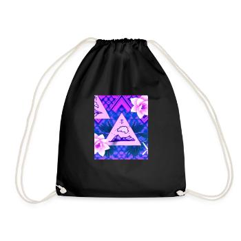 Synthwave Sun Hawaii Vaporwave Aesthetic - Drawstring Bag - black - Front