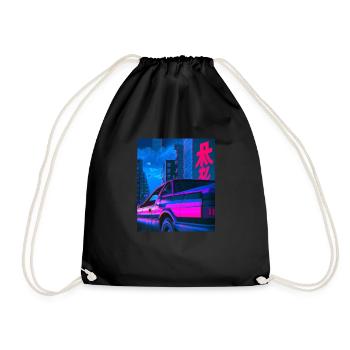 Vaporwave Aesthetic Synthwave Car - Drawstring Bag - black - Front