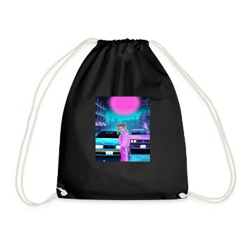 Vaporwave Esthétique Synthwave Car Anime Fille - Sac de sport léger - noir - Devant