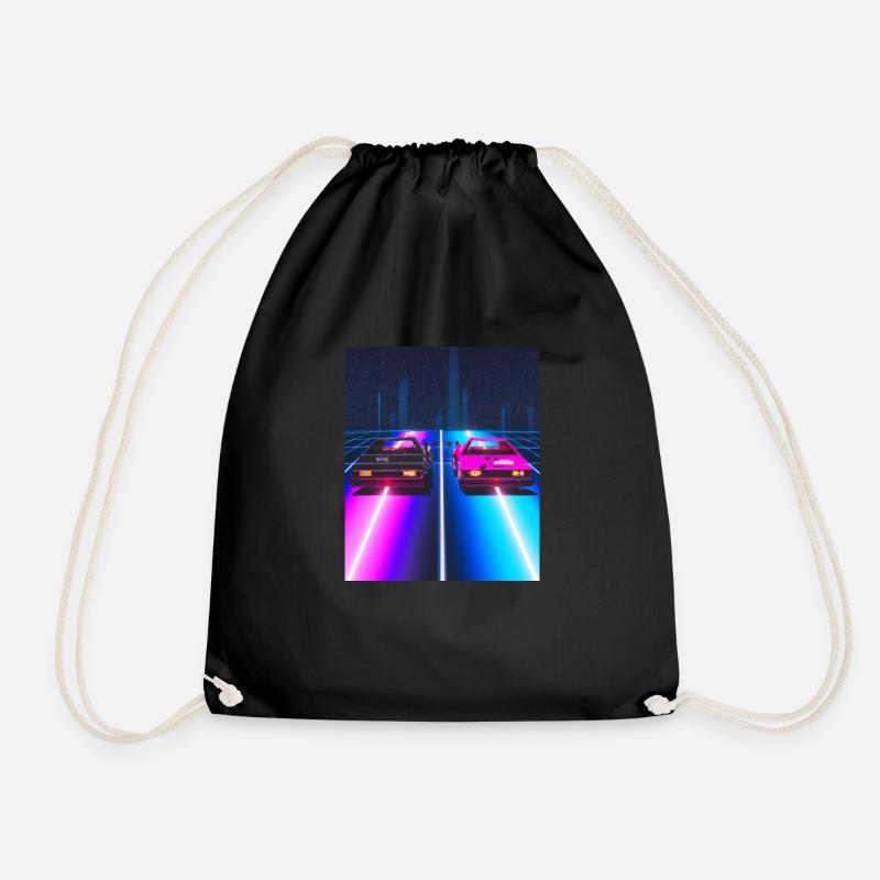 Vaporwave Aesthetic Synthwave Car - Turnbeutel - Schwarz