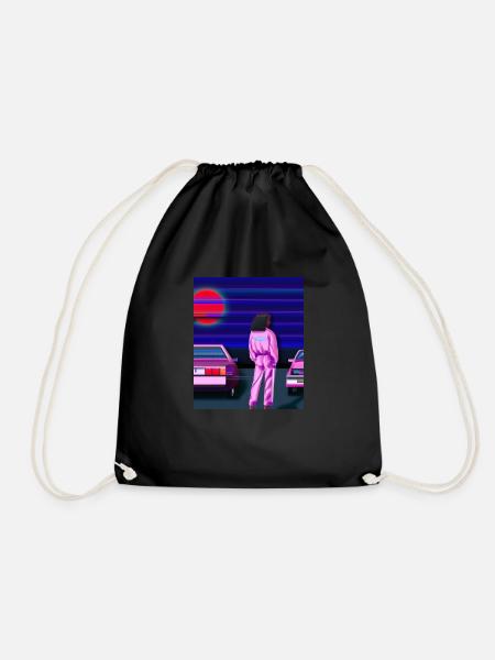 Vaporwave Aesthetic Synthwave Car Anime Girl - Turnbeutel - Schwarz