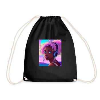 Pastel Aesthetic Cute Anime Girl - Drawstring Bag - black - Front