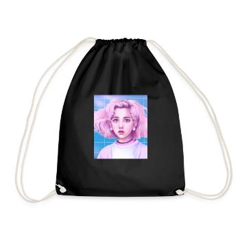 Pastel Aesthetic Cute Anime Girl - Drawstring Bag - black - Front