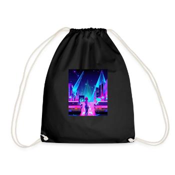 Vaporwave Esthétique Synthwave City Anime Girl - Sac de sport léger - noir - Devant