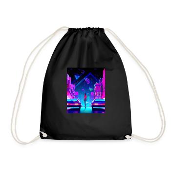 Vaporwave Esthétique Synthwave City Anime Girl - Sac de sport léger - noir - Devant