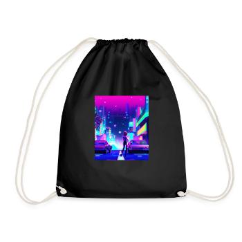 Vaporwave Esthétique Synthwave City Anime Girl - Sac de sport léger - noir - Devant