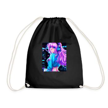 Pastel Aesthetic Cute Anime Girl - Drawstring Bag - black - Front
