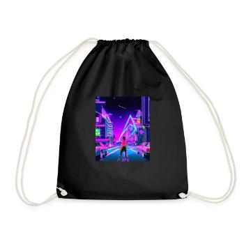 Vaporwave Esthétique Synthwave City Anime Girl - Sac de sport léger - noir - Devant