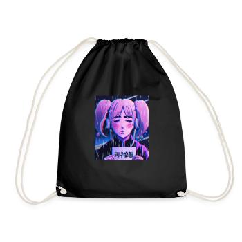 Pastel Esthétique Triste Anime Fille - Sac de sport léger - noir - Devant