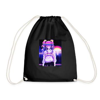Pastel Esthétique Triste Anime Fille - Sac de sport léger - noir - Devant