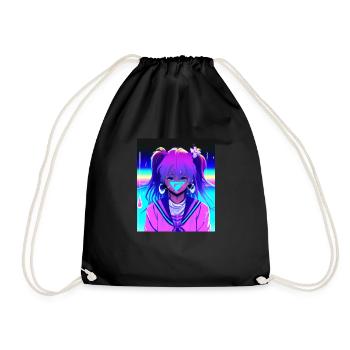 Pastel Esthétique Triste Anime Fille - Sac de sport léger - noir - Devant