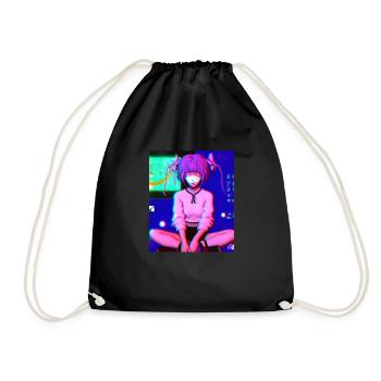 Pastel Esthétique Triste Anime Fille - Sac de sport léger - noir - Devant