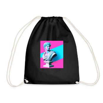 Vaporwave Statue Roman Bust - Drawstring Bag - black - Front