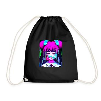 Pastel Esthétique Triste Anime Fille - Sac de sport léger - noir - Devant