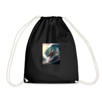 Beach Vibe Otter Cool Surfing Otter - Drawstring Bag - black - Front