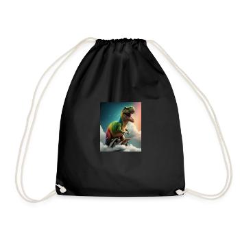 Drôle de dessin animé Loutres Loutre Chevauchant Dinosaure Vert - Sac de sport léger - noir - Devant