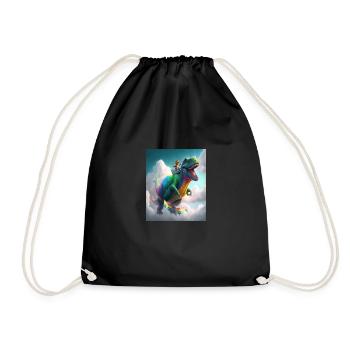 Drôle de dessin animé Loutres Loutre Chevauchant Dinosaure Vert - Sac de sport léger - noir - Devant