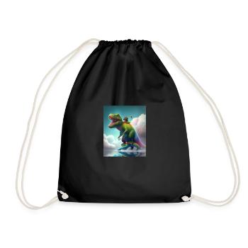 Drôle de dessin animé Loutres Loutre Chevauchant Dinosaure Vert - Sac de sport léger - noir - Devant