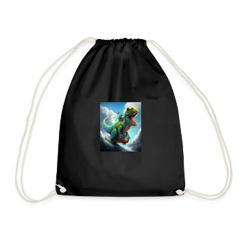 Drôle de dessin animé Loutres Loutre Chevauchant Dinosaure Vert - Sac de sport léger - noir - Devant