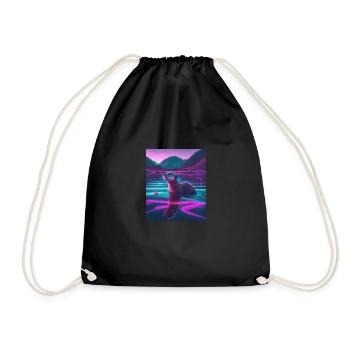 Cool Sea Otter Design Synthwave Wandering Otter - Turnbeutel - Schwarz - Vorne