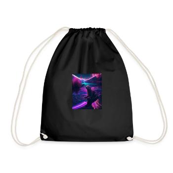 Cool Sea Otter Design Synthwave Wandering Otter - Turnbeutel - Schwarz - Vorne