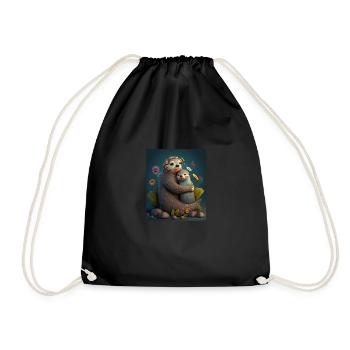 Cute Baby Otter Mother's Love Otter Baby - Turnbeutel - Schwarz - Vorne