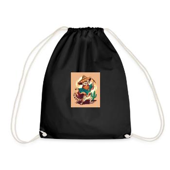 Ocelot Wearing Sombrero Kawaii Dabbing Ocelot - Drawstring Bag - black - Front