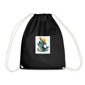 Vaquita Wearing Sombrero Kawaii Dabbing Vaquita - Drawstring Bag - black - Front