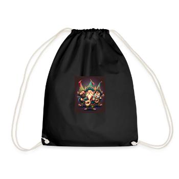 Gnome Playing Musical Instruments Mexican Gnomes - Drawstring Bag - black - Front
