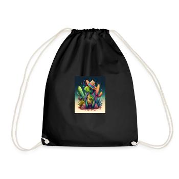 Dinosaur Lover Green Dinosaur Wearing Sombrero - Drawstring Bag - black - Front