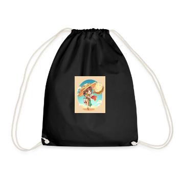 Anime Girl Wearing Sombrero Anime Girl Wearing - Drawstring Bag - black - Front