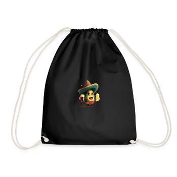 Funny Vegan Avocado Jokes Avocado Drinking Beer - Drawstring Bag - black - Front