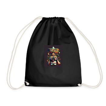 Mexican Boy Playing Video Games Pixelated Mexican - Drawstring Bag - black - Front