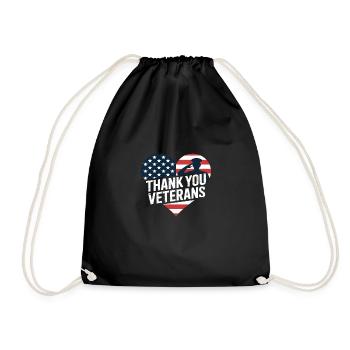 Thank You Veterans USA Flag Veterans Day - Drawstring Bag - black - Front