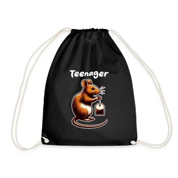 TEENAGE TEA BAG RODENT MOUSE RAT ANIMAL - Drawstring Bag - black - Front