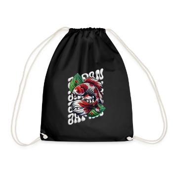 Koi Fish Zen Fluffy Style - Drawstring Bag - black - Front