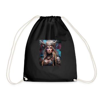 Wikinger Schildmaid Design Valhalla - Turnbeutel - Schwarz - Vorne