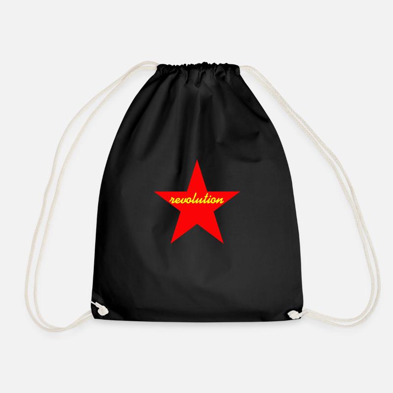 revolution red star - Drawstring Bag - black