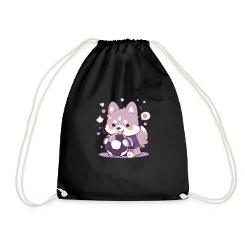 Chien de football mignon - Conception de football de chien drôle - Sac de sport léger - noir - Devant