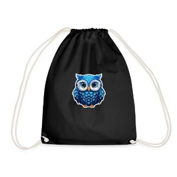Cute Owl Kawaii Mascot - Drawstring Bag - black - Front