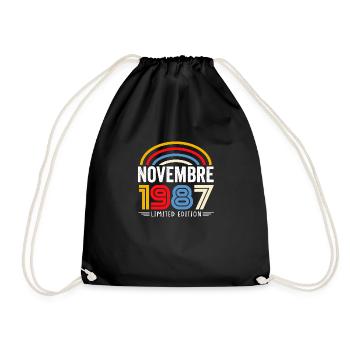 Geburtstagsgeschenk im November 1987. November 1987 - Turnbeutel - Schwarz - Vorne