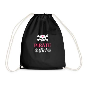 Pirate Skull for Girl - Drawstring Bag - black - Front