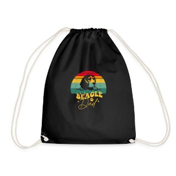 Beagle Dad I Retro Beagle Dad - Drawstring Bag - black - Front