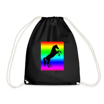 Regenbogen Pferd - Turnbeutel - Schwarz - Vorne