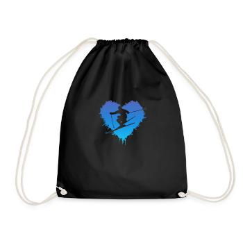 Ski Fahren Winter Wintersport Geschenk - Turnbeutel - Schwarz - Vorne